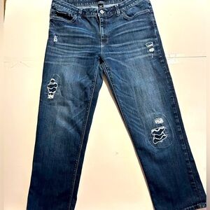 White House Black Market Straight CROP distressed denim jeans